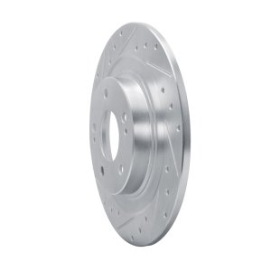 Mitsubishi Outlander PHEV Brake Rotor (1) - Rear Left - R1 Concepts - Drilled & Slotted - Silver - `13-`25